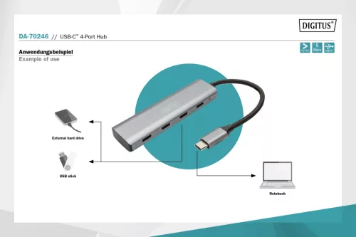 DIGITUS DA-70246 4 portos 4x USB-C 3.1 HUB