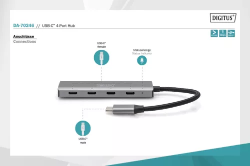 DIGITUS DA-70246 4 portos 4x USB-C 3.1 HUB