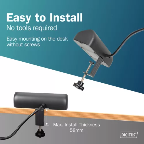 DIGITUS DA-70625 3 aljzatos 2x USB-A 1x USB-C fekete 1,5m asztali elosztó