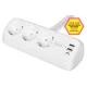 DIGITUS DA-70626 3 aljzatos 2x USB-A 1x USB-C fehér 1,5m asztali elosztó