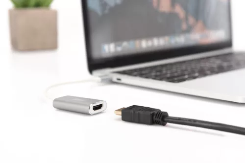 DIGITUS DA-70836 USB-C Gen 3.2 HDMI 4K UHD 60Hz 15cm alumínium ezüst grafikus adapter