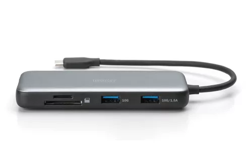 DIGITUS DA-70914 7 portos USB-C 1x HDMI 3x USB 3.2 Gen2 1x RJ45 LAN 1x SD 1x MicroSD 1x PD dokkolóállomás