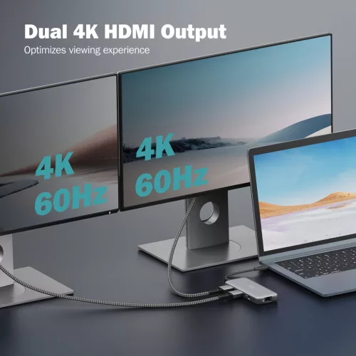 DIGITUS DA-70915 8 portos USB-C 2x HDMI 3x USB 3.0 1x RJ45 LAN 1x SD 1x MicroSD 1x USB-CPD dokkolóállomás