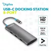 DIGITUS DA-70920 8 portos 1x USB-C 3x USB-A Gen 3.2 5Gbit/s 3x USB-A 2.0 1x USB-C Power Delivery 1x HDMI 2.0 UHD 4K 60Hz 1xGbE RJ45 LAN port alumínium szürke dokkolóállomás