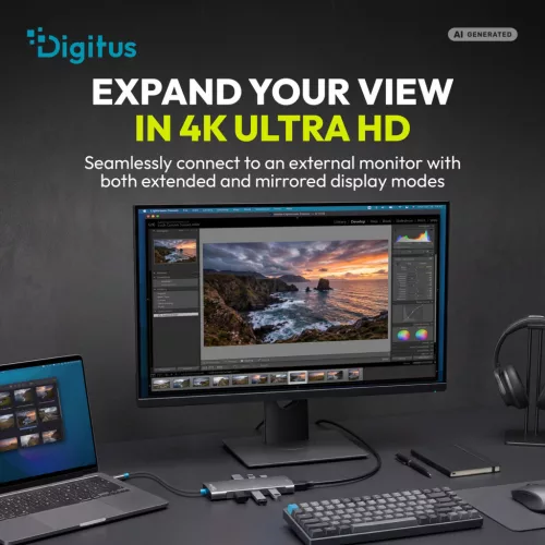 DIGITUS DA-70920 8 portos 1x USB-C 3x USB-A Gen 3.2 5Gbit/s 3x USB-A 2.0 1x USB-C Power Delivery 1x HDMI 2.0 UHD 4K 60Hz 1xGbE RJ45 LAN port alumínium szürke dokkolóállomás