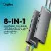DIGITUS DA-70921 8 portos 4x USB-A 1x USB-C Gen 3.2 5Gbit/s 1x USB-C Power Delivery 1xGbE RJ45 LAN port 1x HDMI alumínium szürke dokkolóállomás