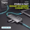 DIGITUS DA-70921 8 portos 4x USB-A 1x USB-C Gen 3.2 5Gbit/s 1x USB-C Power Delivery 1xGbE RJ45 LAN port 1x HDMI alumínium szürke dokkolóállomás