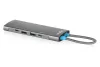 DIGITUS DA-70921 8 portos 4x USB-A 1x USB-C Gen 3.2 5Gbit/s 1x USB-C Power Delivery 1xGbE RJ45 LAN port 1x HDMI alumínium szürke dokkolóállomás