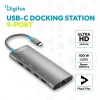 DIGITUS DA-70922 9 portos 4x USB-A 1x USB-C Gen 3.2 5Gbit/s 1x USB-C Power Delivery 2x HDMI 2.0 UHD 4K 60Hz 1xGbE RJ45 LAN port alumínium szürke dokkolóállomás