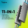 DIGITUS DA-70923 11 portos 3x USB-A 2x USB-C Gen 3.2 5Gbit/s 2x USB-A 2.0 1x USB-C Power Delivery 2x HDMI 1xGbE RJ45 LAN port alumínium szürke dokkolóállomás