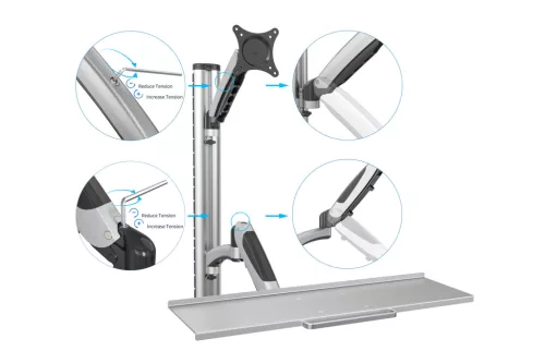 DIGITUS DA-90354 flexibilis monitor VESA 100x100 + billentyűzet tartó konzol fali munkaállomás