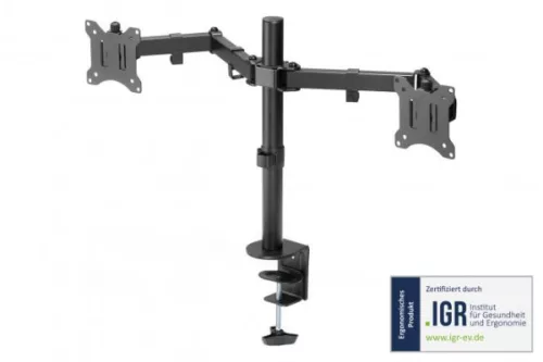 DIGITUS DA-90400 Univerzális (VESA 75/100) dupla fekete monitor tartó konzol