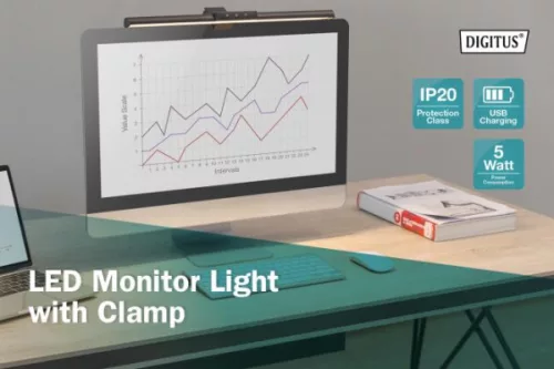 DIGITUS DA-90415 LED fekete monitor lámpa