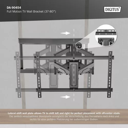 DIGITUS DA-90454 37-80"" VESA max 60kg kihúzható fali TV konzol