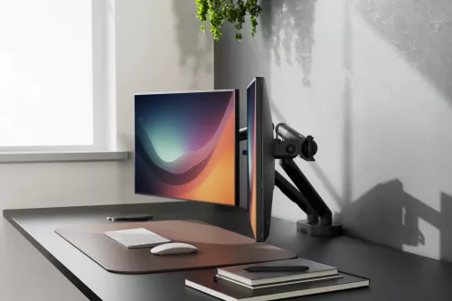 DIGITUS DA-90471 Dupla univerzális (VESA 75/100) mechanikus rugós fekete monitor tartó konzol