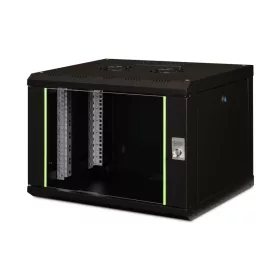   DIGITUS Unique DN-19 07-U-SW 19" 7U 420x600x450mm lapraszerelt üvegajtós fekete fali rack szekrény