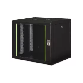   DIGITUS DN-19 09-U-SW Unique 19" 9U 509x600x450mm lapraszerelt üvegajtós fekete Unique fali rack szekrény