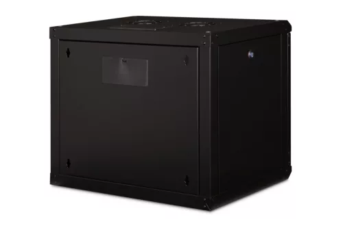 DIGITUS DN-19 09-U-SW Unique 19" 9U 509x600x450mm lapraszerelt üvegajtós fekete Unique fali rack szekrény