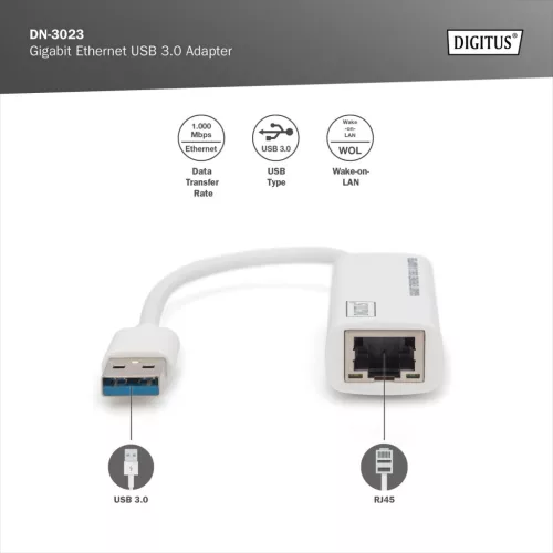 DIGITUS DN-3023 vezetékes USB 3.0 Gigabit Ethernet adapter