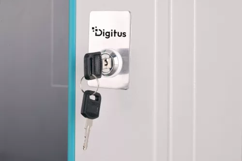 DIGITUS Dynamic-N DN-37104 19" 9U 474x600x450mm lapraszerelt üvegajtós szürke fali rack szekrény