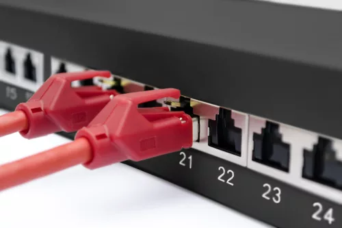 DIGITUS DN-91624S-EA-B 19" 1U 24port Cat.6A kompakt fekete árnyékolt patch panel