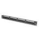 DIGITUS DN-91624U-CR 19" 1U 24port Cat.6 kompakt fekete árnyékolatlan patch panel
