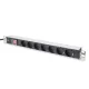 DIGITUS DN-95402 19" 1U PDU alumínium 7x Schuko aljzat CEE7/7 csatlakozó kapcsolós hálózati 2m elosztósor
