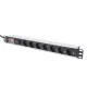 DIGITUS DN-95407 19" 1U PDU 7xCEE 7/3 schuko aljzat CEE7/7 csatlakozó 2m túlfeszültségvédett elosztósor