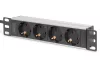 DIGITUS DN-95418 10" 1U PDU 230V 16A 4x Schuko aljzat CEE7/7 csatlakozó hálózati 2m elosztósor