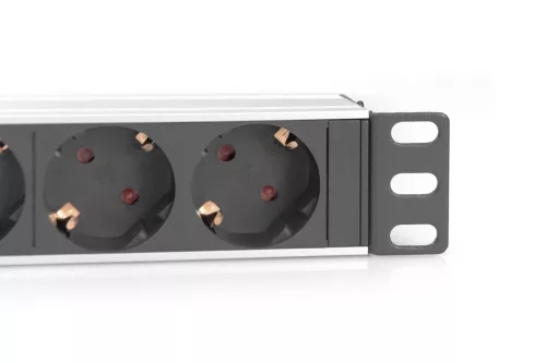 DIGITUS DN-95418 10" 1U PDU 230V 16A 4x Schuko aljzat CEE7/7 csatlakozó hálózati 2m elosztósor