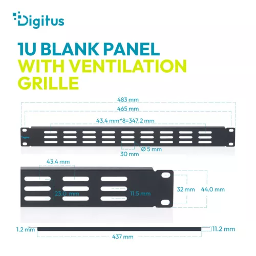 DIGITUS DN-97693 19" 1U fekete acél perforált vakpanel
