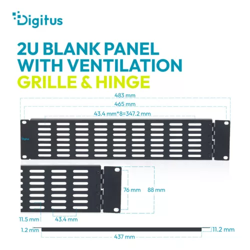 DIGITUS DN-97695 19" 2U fekete acél perforált vakpanel