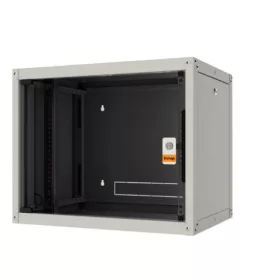   Legrand EVO12U6060P Evoline+ 19" 12U SZÉL:600 MÉLY:600 MAG:626 MAX:65kg levehető oldallapos üvegajtós szürke fali rack szekrény