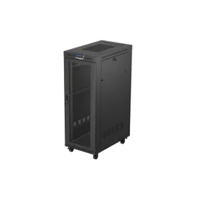   Lanberg FA01-6032-23BL 19" 32U SZÉL:600mm MÉLY:1000mm MAG:1573mm lapraszerelt LCD hálós fémajtós fekete szerver szekrény