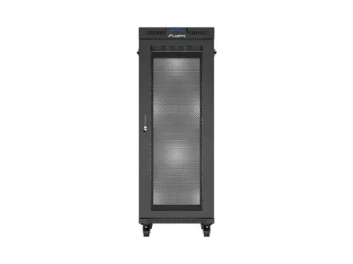 Lanberg FA01-6032-23BL 19" 32U SZÉL:600mm MÉLY:1000mm MAG:1573mm lapraszerelt LCD hálós fémajtós fekete szerver szekrény