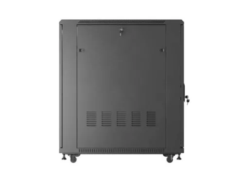Lanberg FF01-6022-12B 19" 22U SZÉL:600mm MÉLY:1000mm MAG:1200mm lapraszerelt üvegajtós fekete szerver szekrény