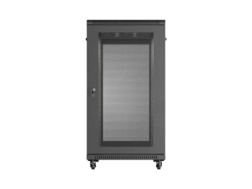 Lanberg FF01-6022-23B 19" 22U SZÉL:600mm MÉLY:1000mm MAG:1200mm lapraszerelt hálós fémajtós fekete szerver szekrény