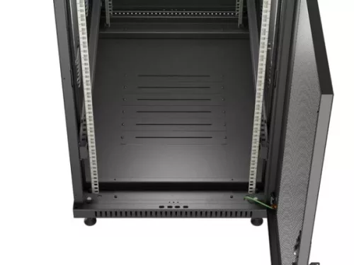 Lanberg FF01-6022-23B 19" 22U SZÉL:600mm MÉLY:1000mm MAG:1200mm lapraszerelt hálós fémajtós fekete szerver szekrény