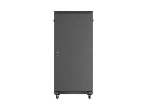 Lanberg FF01-6027-12B 19" 27U SZÉL:600mm MÉLY:1000mm MAG:1373mm lapraszerelt üvegajtós fekete szerver szekrény