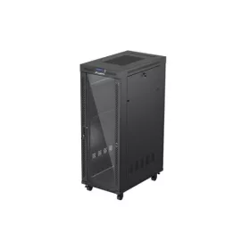   Lanberg FF01-6032-12BL 19" 32U SZÉL:600mm MÉLY:1000mm MAG:1676mm lapraszerelt LCD üvegajtós fekete szerver szekrény