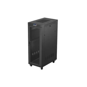  Lanberg FF01-6032-23BL 19" 32U SZÉL:600mm MÉLY:1000mm MAG:1676mm lapraszerelt LCD hálós fémajtós fekete szerver szekrény