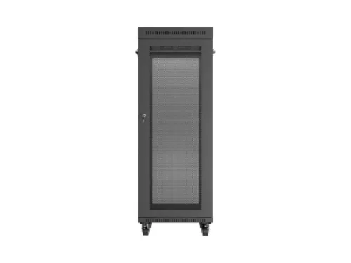Lanberg FF01-6032-23BL 19" 32U SZÉL:600mm MÉLY:1000mm MAG:1676mm lapraszerelt LCD hálós fémajtós fekete szerver szekrény