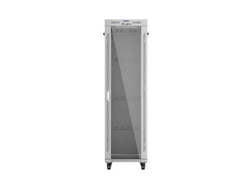 Lanberg FF01-6042-12S 19" 42U SZÉL:600mm MÉLY:1000mm MAG:2123mm lapraszerelt LCD üvegajtós szürke szerver szekrény