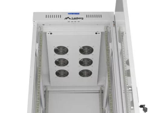 Lanberg FF01-6042-12S 19" 42U SZÉL:600mm MÉLY:1000mm MAG:2123mm lapraszerelt LCD üvegajtós szürke szerver szekrény