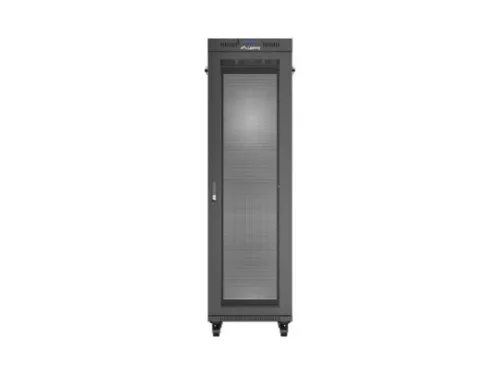 Lanberg FF01-6042-23BL 19" 42U SZÉL:600mm MÉLY:1000mm MAG:2127mm lapraszerelt LCD hálós fémajtós fekete szerver szekrény