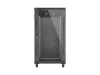 Lanberg FF01-6222-12B 19" 22U SZÉL:600mm MÉLY:1200mm MAG:1200mm lapraszerelt üvegajtós fekete szerver szekrény