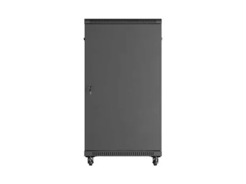 Lanberg FF01-6222-12B 19" 22U SZÉL:600mm MÉLY:1200mm MAG:1200mm lapraszerelt üvegajtós fekete szerver szekrény
