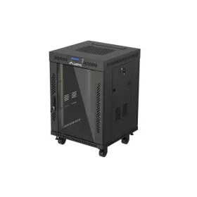   Lanberg FF01-6615-12BL 19" 15U SZÉL:600mm MÉLY:600mm MAG:928mm lapraszerelt LCD üvegajtós fekete álló rack szekrény