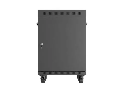 Lanberg FF01-6615-12BL 19" 15U SZÉL:600mm MÉLY:600mm MAG:928mm lapraszerelt LCD üvegajtós fekete álló rack szekrény
