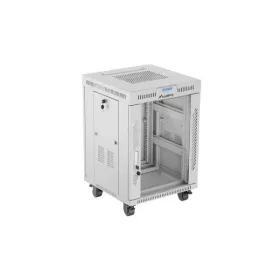   Lanberg FF01-6615-12SL 19" 15U SZÉL:600mm MÉLY:600mm MAG:922mm lapraszerelt LCD üvegajtós szürke álló rack szekrény